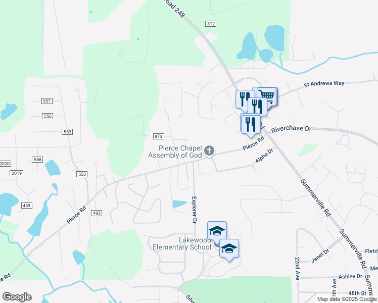 map of restaurants, bars, coffee shops, grocery stores, and more near 57 Lee Road 2169 in Phenix City