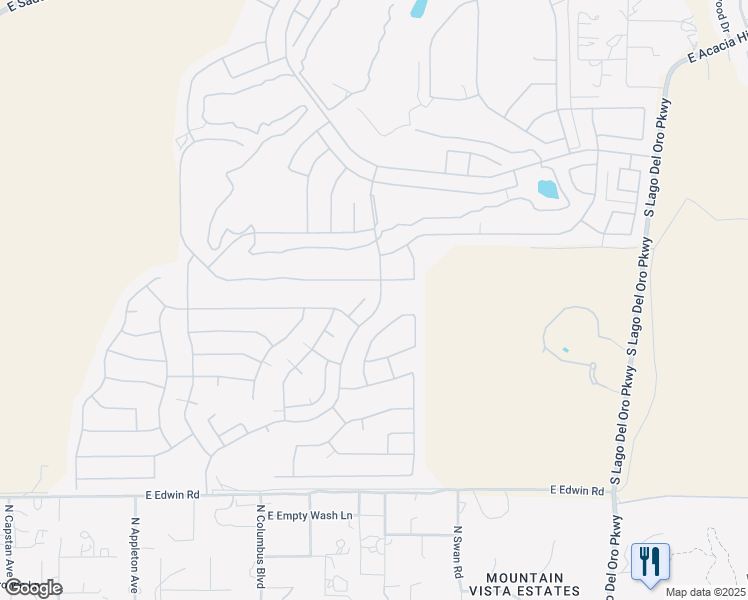 map of restaurants, bars, coffee shops, grocery stores, and more near 39407 South McHaney Court in Tucson