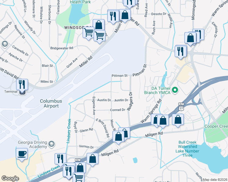 map of restaurants, bars, coffee shops, grocery stores, and more near 3857 Hampton Court in Columbus