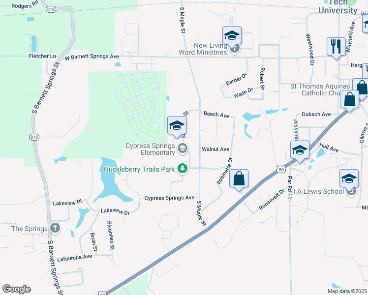 map of restaurants, bars, coffee shops, grocery stores, and more near 1040 Saratoga Street in Ruston