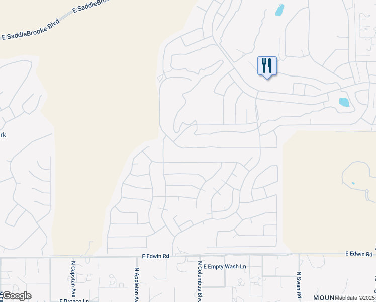 map of restaurants, bars, coffee shops, grocery stores, and more near 62244 East Northwood Road in Tucson