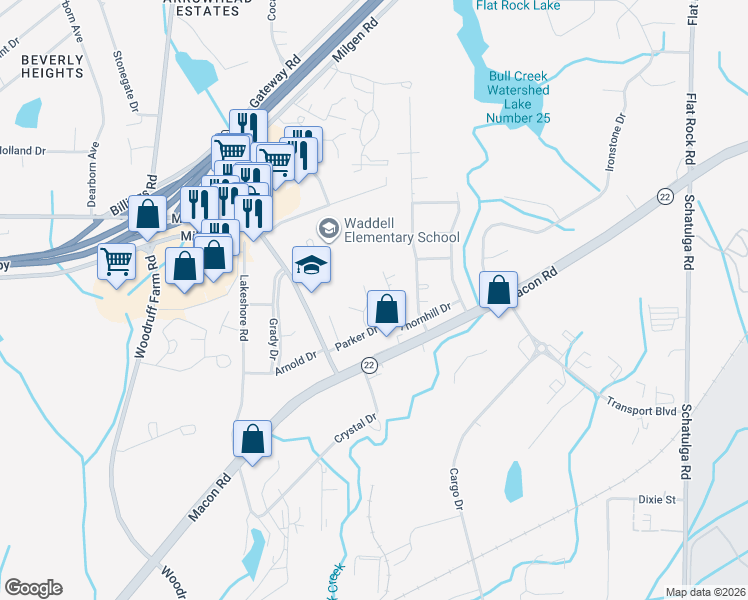 map of restaurants, bars, coffee shops, grocery stores, and more near 5347 Shanna Lane in Columbus