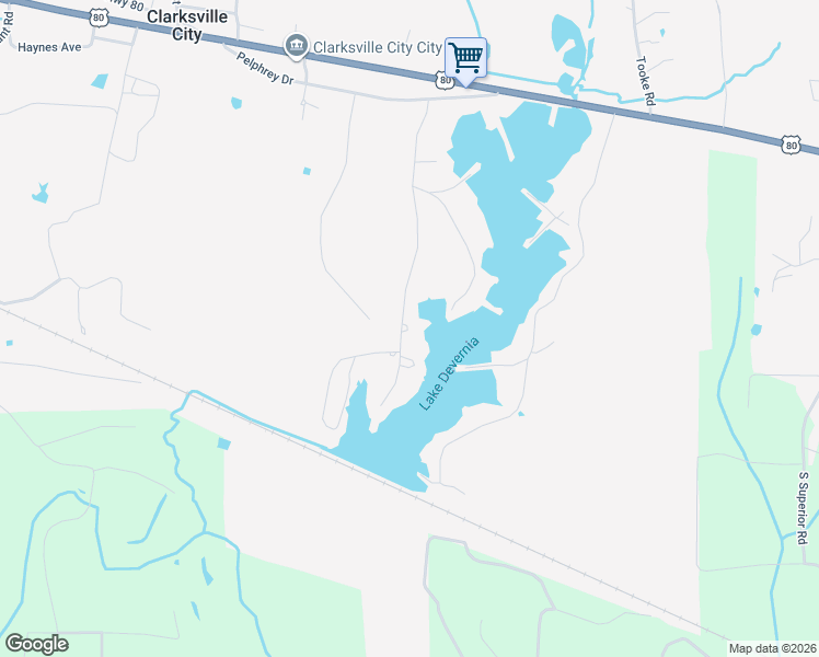 map of restaurants, bars, coffee shops, grocery stores, and more near 410 West Lake Devernia Road in Longview