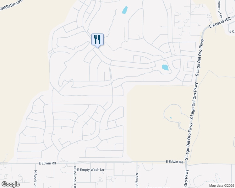 map of restaurants, bars, coffee shops, grocery stores, and more near 62827 East Harmony Drive in Tucson