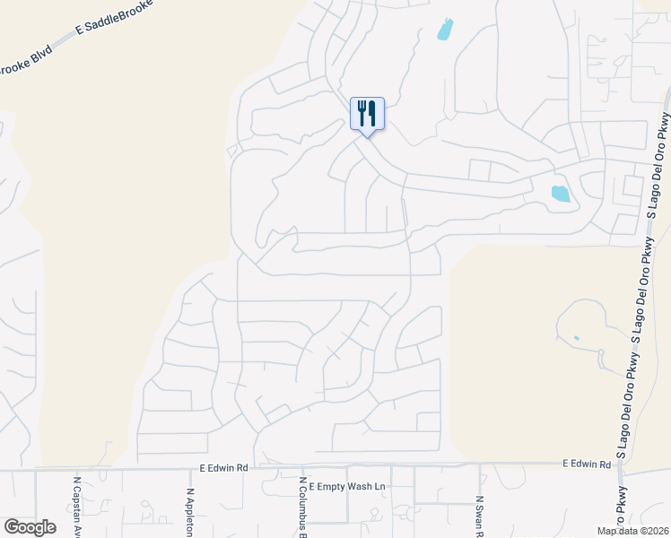 map of restaurants, bars, coffee shops, grocery stores, and more near 62474 East Amberwood in Tucson