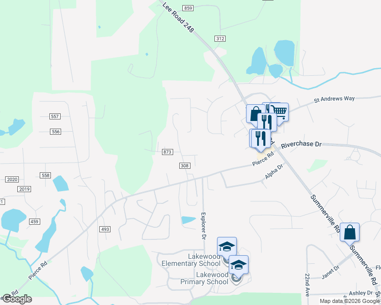 map of restaurants, bars, coffee shops, grocery stores, and more near 85 Lee Road 2123 in Phenix City