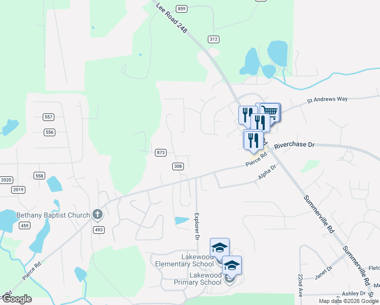 map of restaurants, bars, coffee shops, grocery stores, and more near 85 Lee Road 2123 in Phenix City