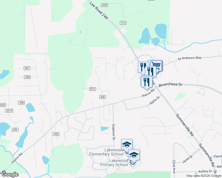 map of restaurants, bars, coffee shops, grocery stores, and more near 85 Lee Road 2123 in Phenix City