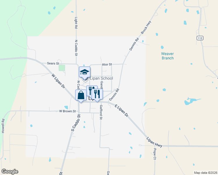 map of restaurants, bars, coffee shops, grocery stores, and more near 104 Yuma Street in Lipan