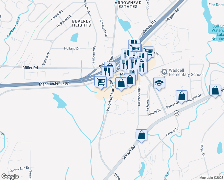 map of restaurants, bars, coffee shops, grocery stores, and more near  in Columbus