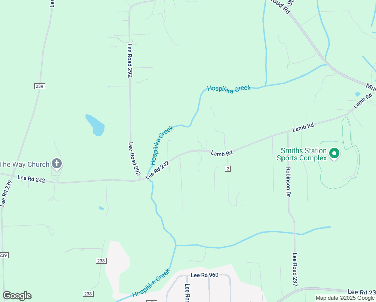 map of restaurants, bars, coffee shops, grocery stores, and more near 2351 County Road 242 in Smiths Station