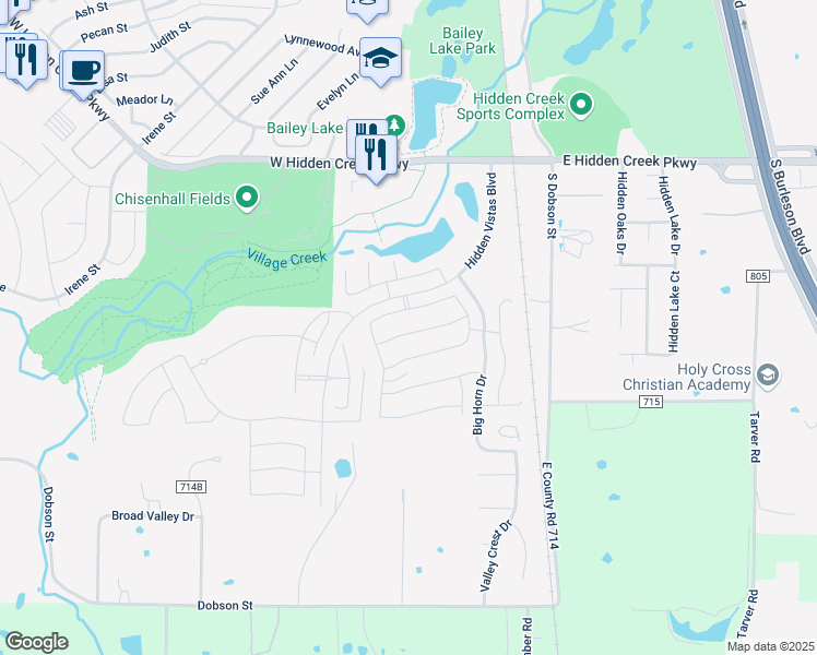 map of restaurants, bars, coffee shops, grocery stores, and more near 136 Diablo Drive in Burleson
