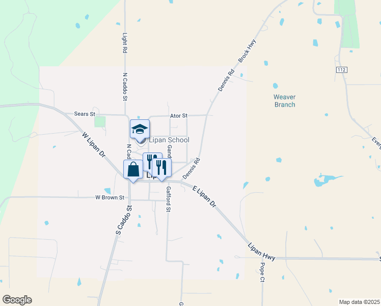map of restaurants, bars, coffee shops, grocery stores, and more near 104 Yuma St in Lipan