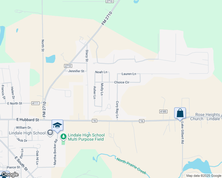 map of restaurants, bars, coffee shops, grocery stores, and more near 405 Noah Lane in Lindale