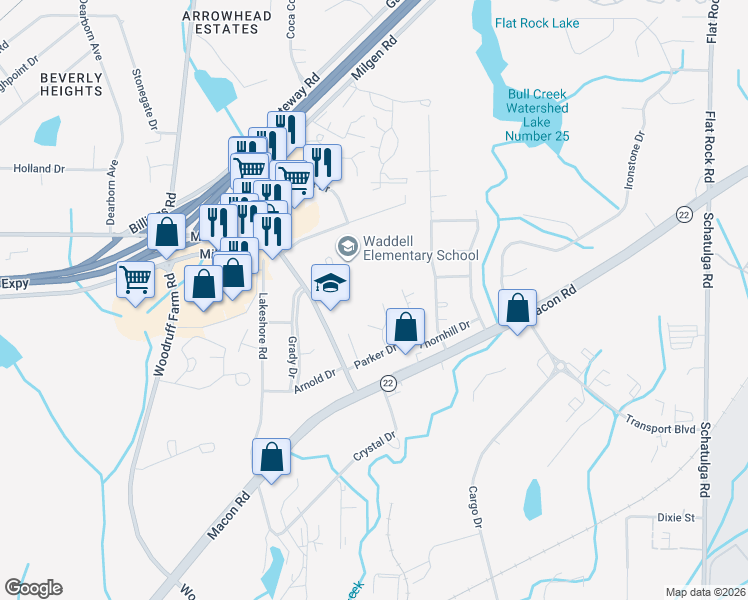 map of restaurants, bars, coffee shops, grocery stores, and more near 5347 Shanna Lane in Columbus