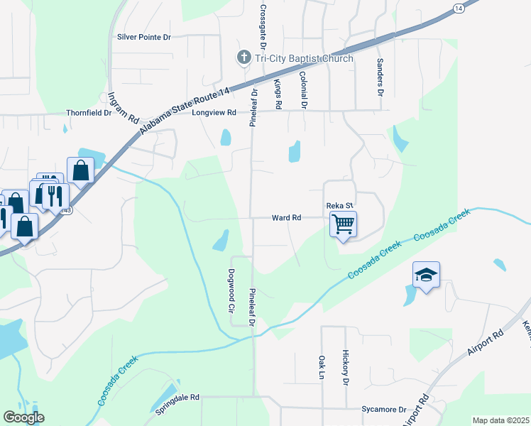 map of restaurants, bars, coffee shops, grocery stores, and more near 4835 Ward Road in Elmore