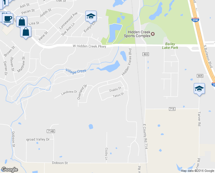 map of restaurants, bars, coffee shops, grocery stores, and more near 137 Mckinley Drive in Burleson
