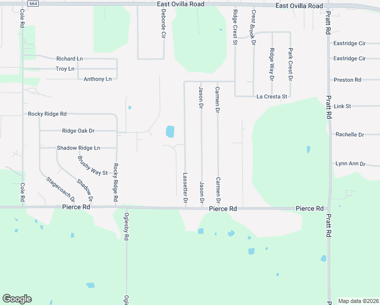 map of restaurants, bars, coffee shops, grocery stores, and more near 117 Lassetter Drive in Red Oak