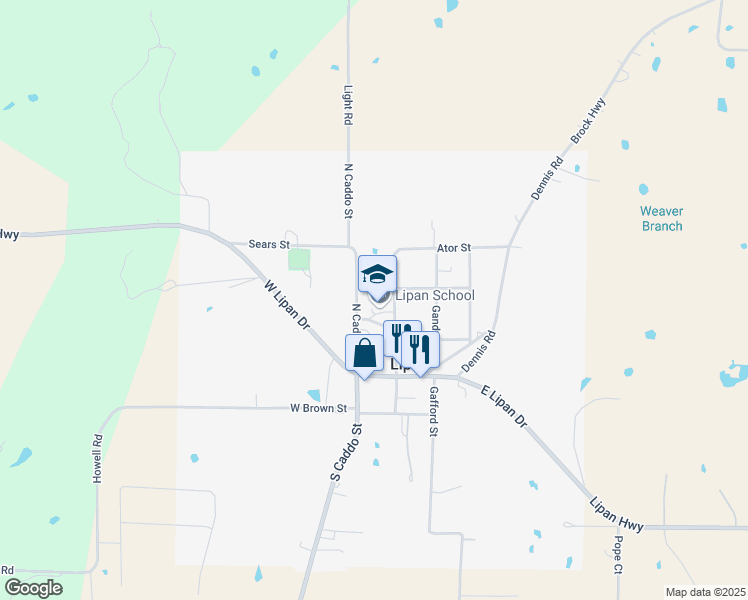 map of restaurants, bars, coffee shops, grocery stores, and more near 211 North Kickapoo Street in Lipan