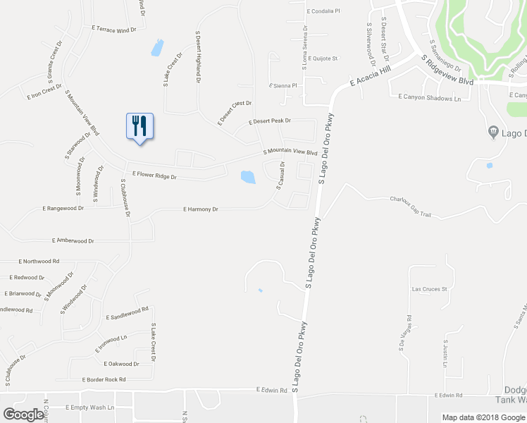 map of restaurants, bars, coffee shops, grocery stores, and more near 63685 East Harmony Drive in Tucson