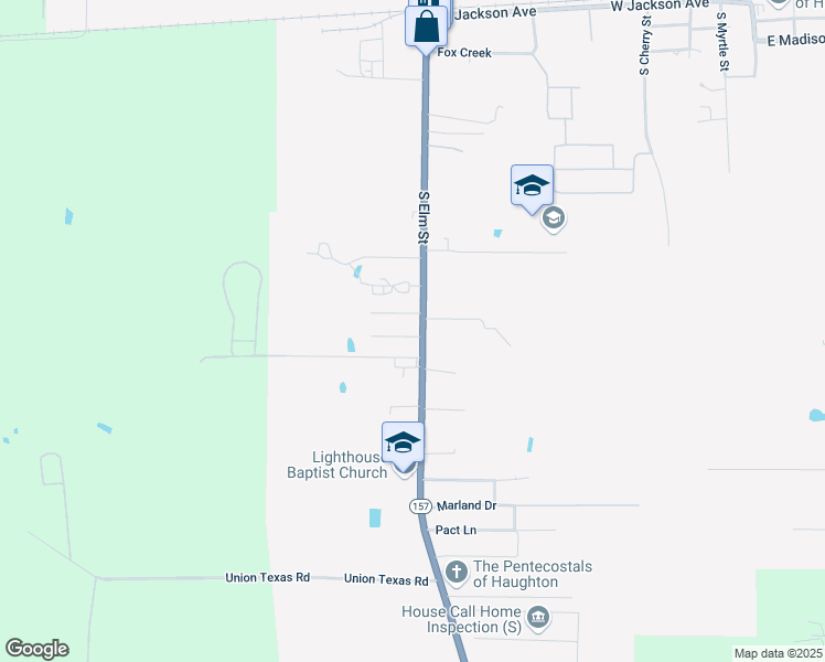 map of restaurants, bars, coffee shops, grocery stores, and more near 21 North Thurman Lane in Haughton