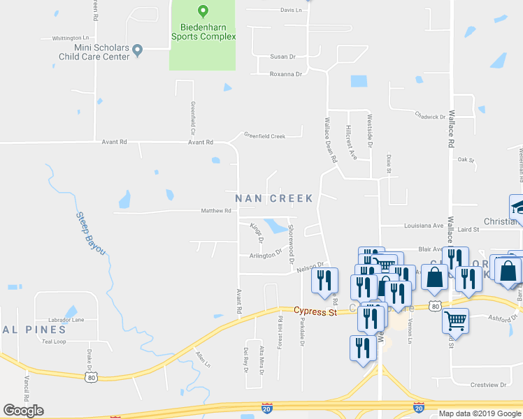 map of restaurants, bars, coffee shops, grocery stores, and more near 146 Nan Creek Road in West Monroe