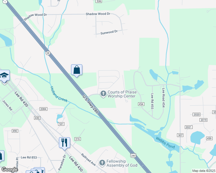 map of restaurants, bars, coffee shops, grocery stores, and more near 13 Ivy Lane in Phenix City