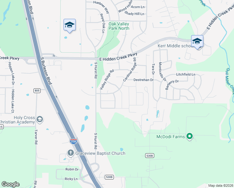 map of restaurants, bars, coffee shops, grocery stores, and more near 1009 Sandy Hill in Burleson