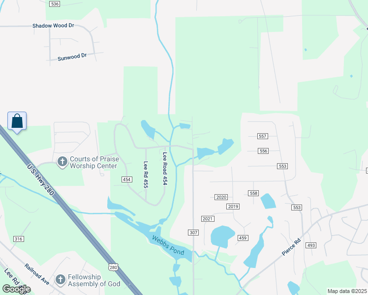 map of restaurants, bars, coffee shops, grocery stores, and more near 59 Lee Road 454 in Phenix City