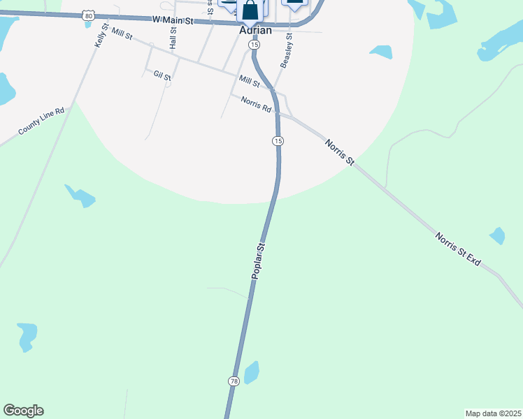 map of restaurants, bars, coffee shops, grocery stores, and more near 472 Poplar Street in Adrian