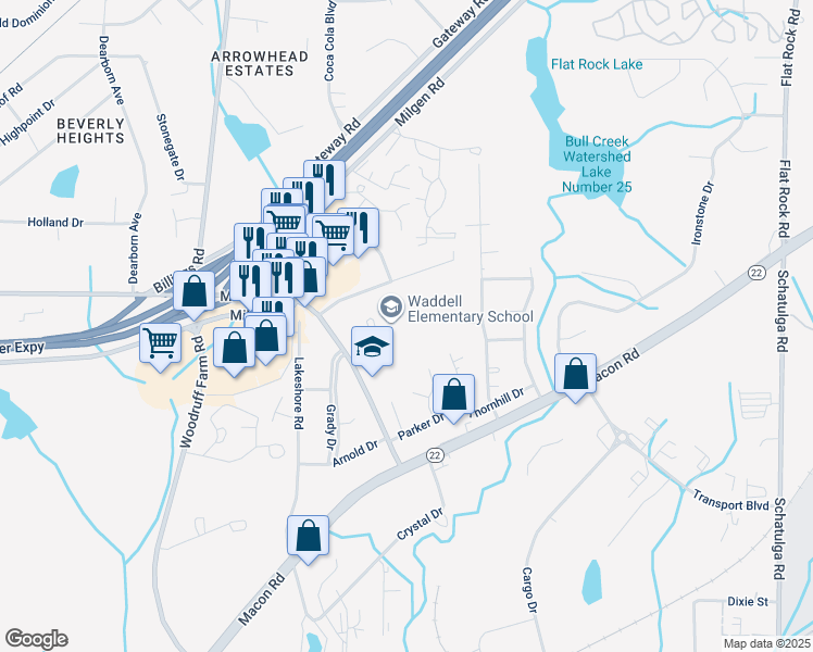 map of restaurants, bars, coffee shops, grocery stores, and more near 6101 Miller Road in Columbus