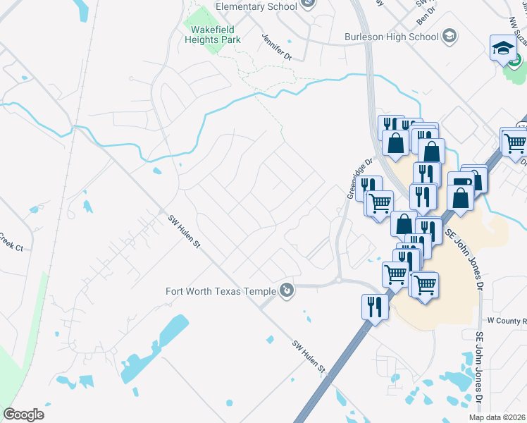 map of restaurants, bars, coffee shops, grocery stores, and more near 317 Colorado Drive in Burleson