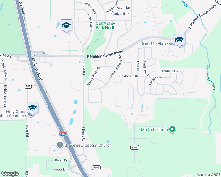 map of restaurants, bars, coffee shops, grocery stores, and more near 1009 Sandy Hill in Burleson