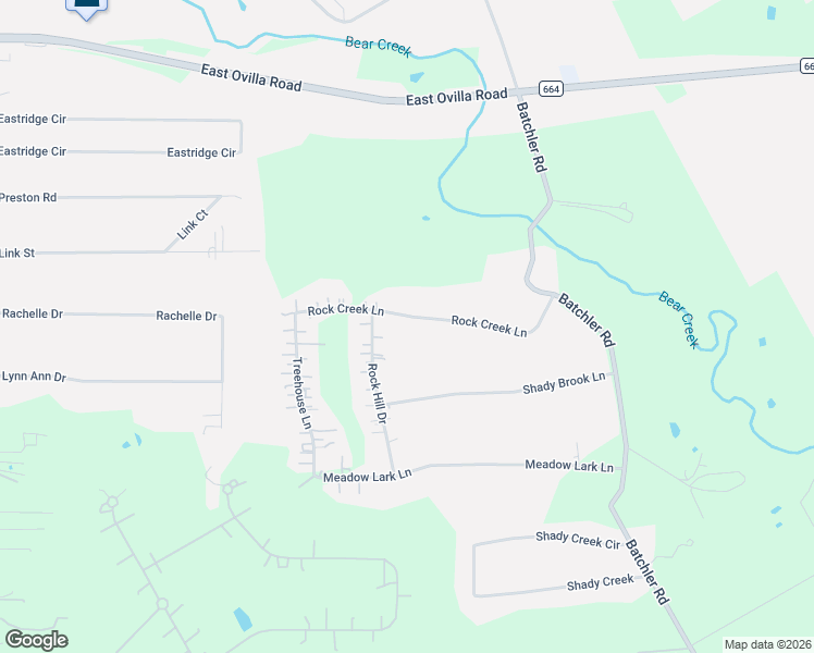 map of restaurants, bars, coffee shops, grocery stores, and more near 832 Rock Creek Lane in Red Oak