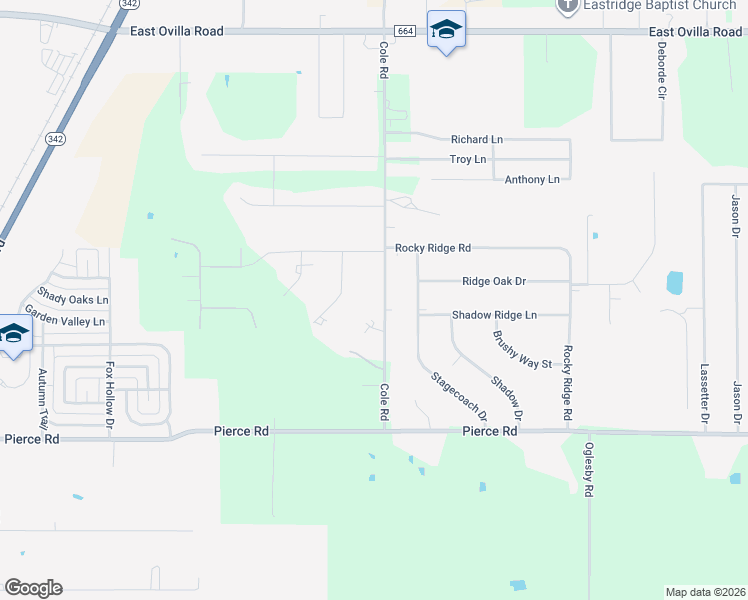 map of restaurants, bars, coffee shops, grocery stores, and more near 123 Cole Road in Red Oak