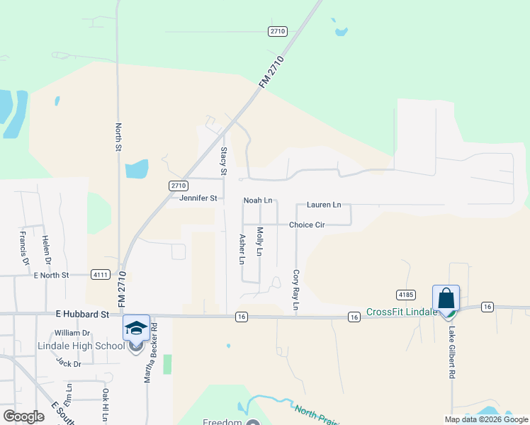 map of restaurants, bars, coffee shops, grocery stores, and more near 509 Molly Lane in Lindale