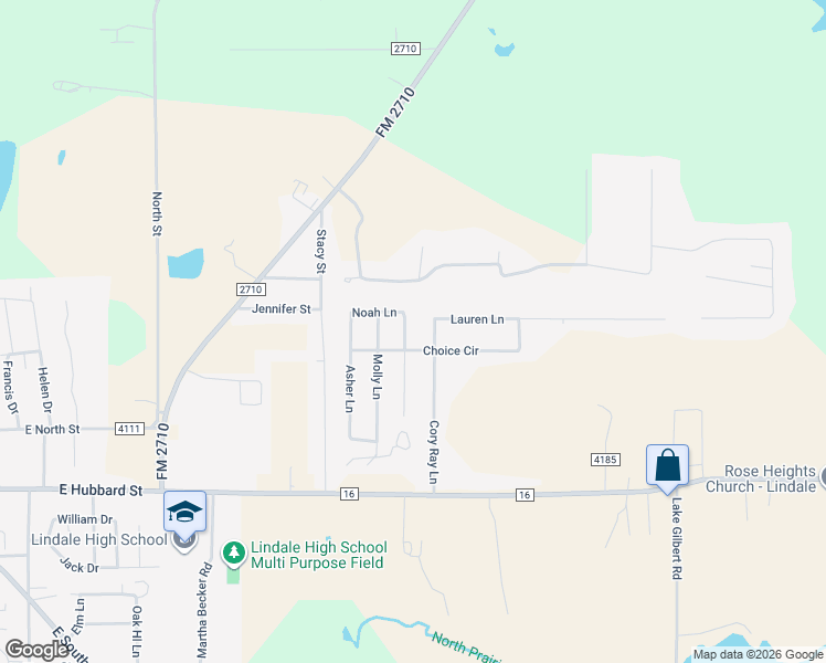 map of restaurants, bars, coffee shops, grocery stores, and more near 509 Noah Lane in Lindale