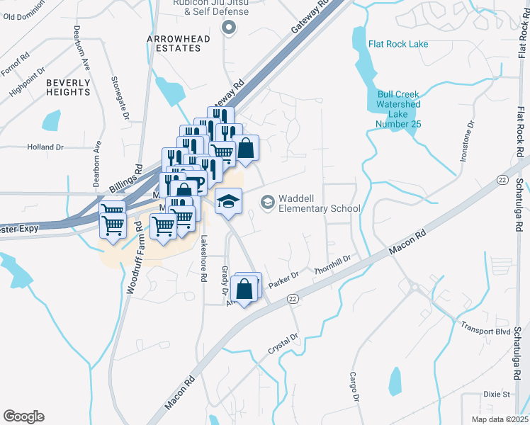 map of restaurants, bars, coffee shops, grocery stores, and more near 6101 Miller Road in Columbus