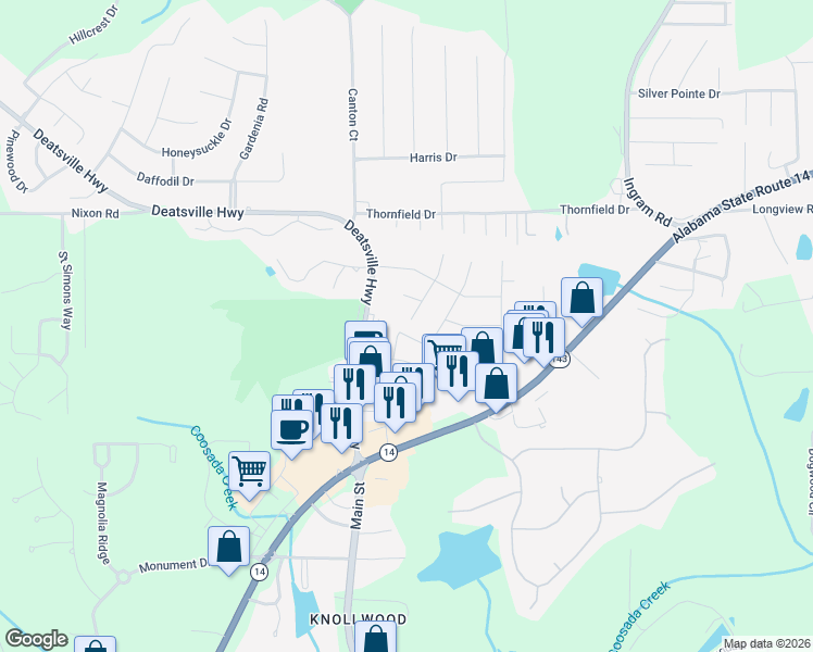 map of restaurants, bars, coffee shops, grocery stores, and more near 394 Redbud Road in Millbrook