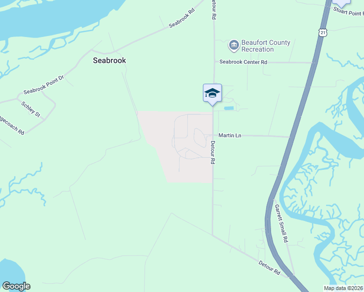 map of restaurants, bars, coffee shops, grocery stores, and more near 169 Detour Rd in Seabrook