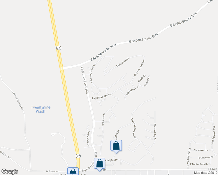 map of restaurants, bars, coffee shops, grocery stores, and more near 38946 South Running Roses Lane in Tucson