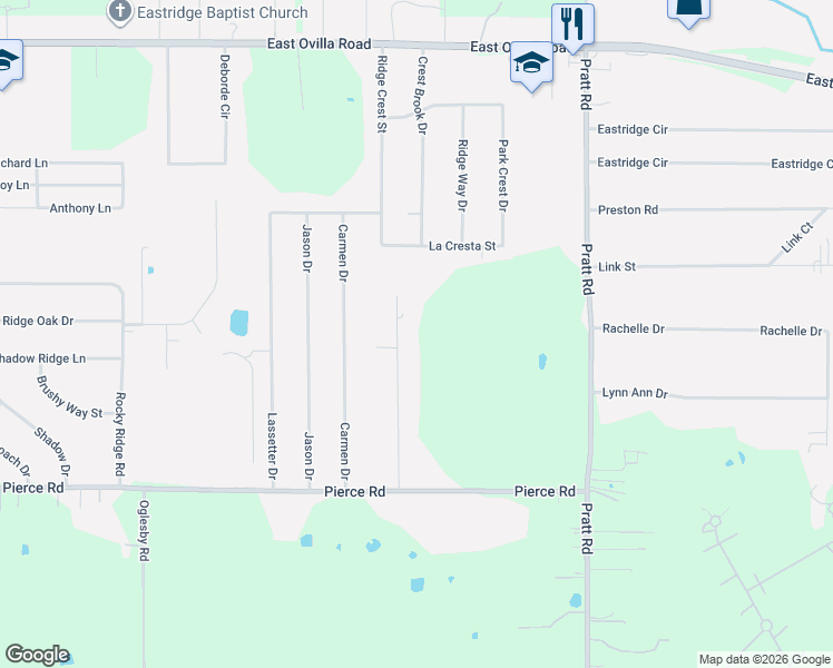map of restaurants, bars, coffee shops, grocery stores, and more near 196 Castle Ridge in Red Oak