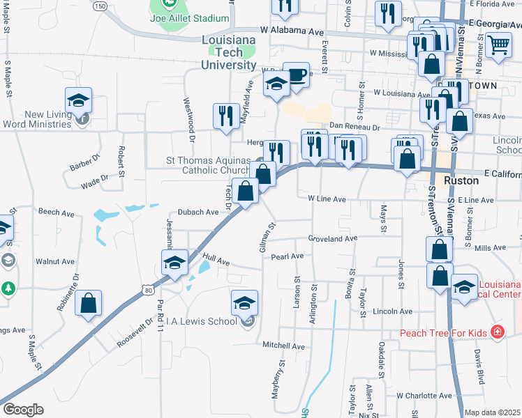 map of restaurants, bars, coffee shops, grocery stores, and more near 700 Gilman Street in Ruston