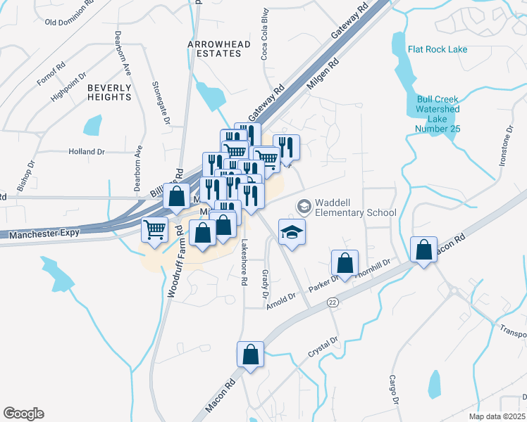 map of restaurants, bars, coffee shops, grocery stores, and more near 6206 Olde Towne Drive in Columbus