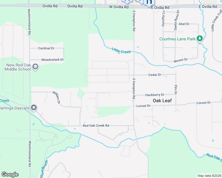 map of restaurants, bars, coffee shops, grocery stores, and more near 3309 Hampton Road in Oak Leaf