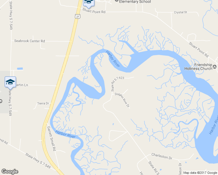 map of restaurants, bars, coffee shops, grocery stores, and more near 1820 Carolina Avenue in Beaufort