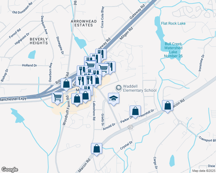 map of restaurants, bars, coffee shops, grocery stores, and more near 6206 Olde Towne Drive in Columbus