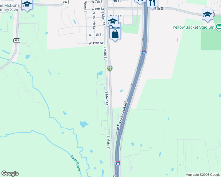 map of restaurants, bars, coffee shops, grocery stores, and more near in Ferris