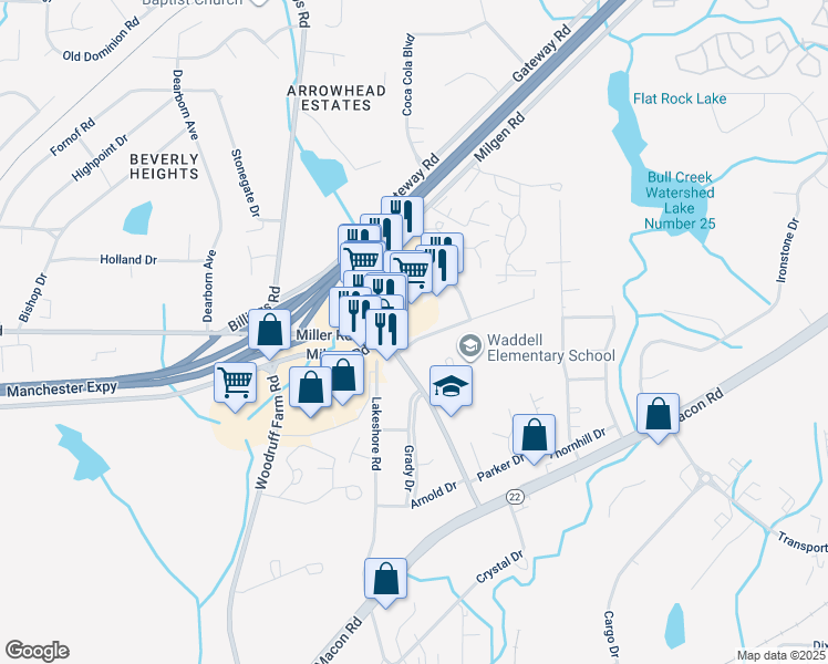 map of restaurants, bars, coffee shops, grocery stores, and more near 6231 Olde Towne Drive in Columbus