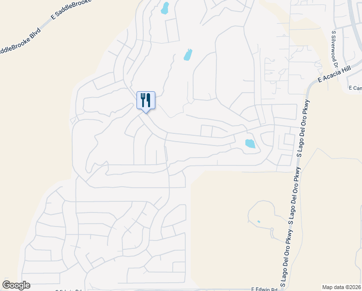 map of restaurants, bars, coffee shops, grocery stores, and more near 62970 East Flower Ridge Drive in Tucson
